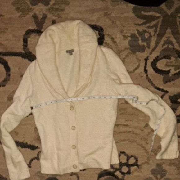 Ann Taylor Size L button up V Neck super Soft Angola Rabbit & Lamb Wool Sweater - Picture 7 of 9